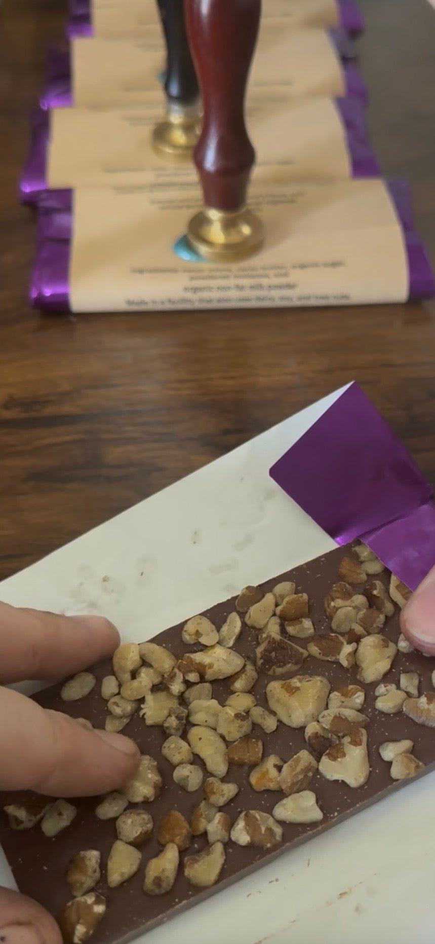 49% Milk, Molasses and Black Walnut - Froggy House Organic Farm and Chocolate Factory