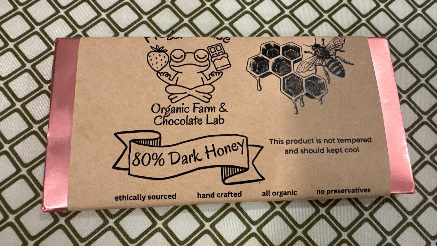 80% Dark Honey - Froggy House Organic Farm and Chocolate Factory